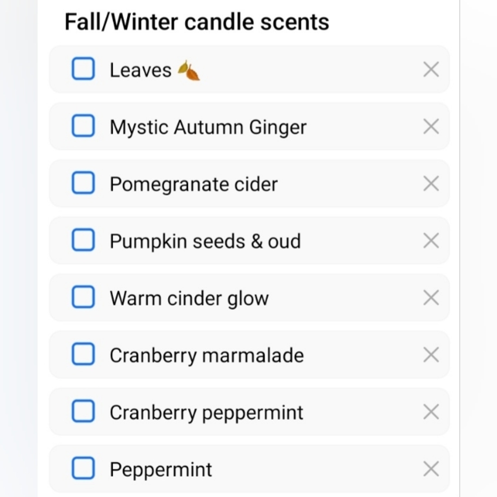 FYI: This Years Fall/Winter Candle Scent Order